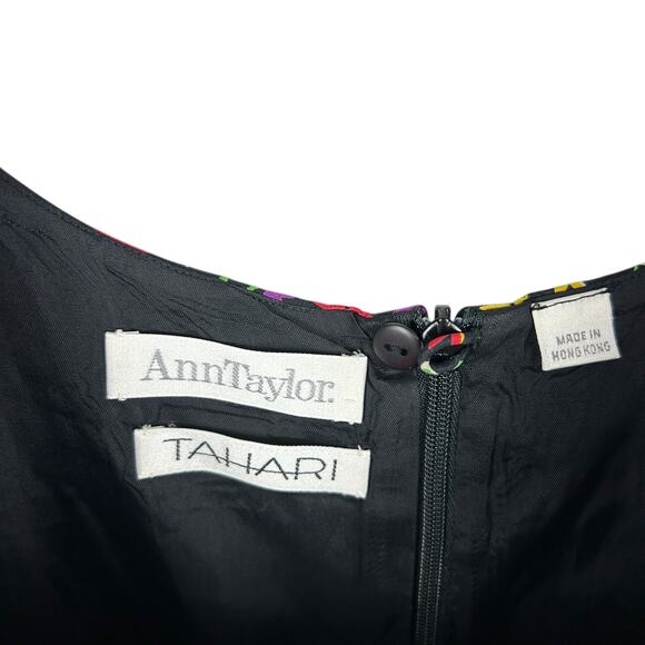 Ann Taylor x Tahari Sleeveless Printed Silk Fitted Mini Dress 80s Preppy Y2K M - Picture 5 of 6